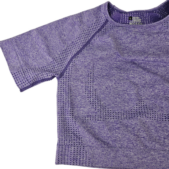 Unlabeled lavender short sleeve cropped workout activewear top Large - Picture 5 of 6